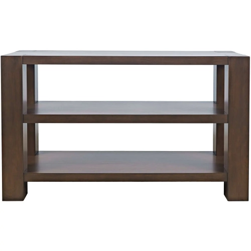 Brownstone 50" Block Frame Sofa Console Table with Shelves in Chocolate Brown